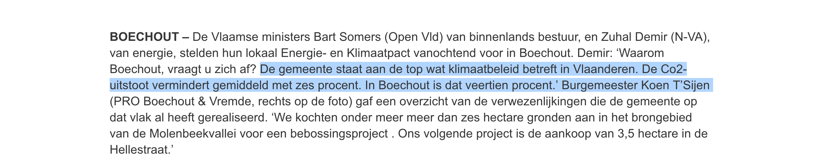 Vals hoera voor klimaat.